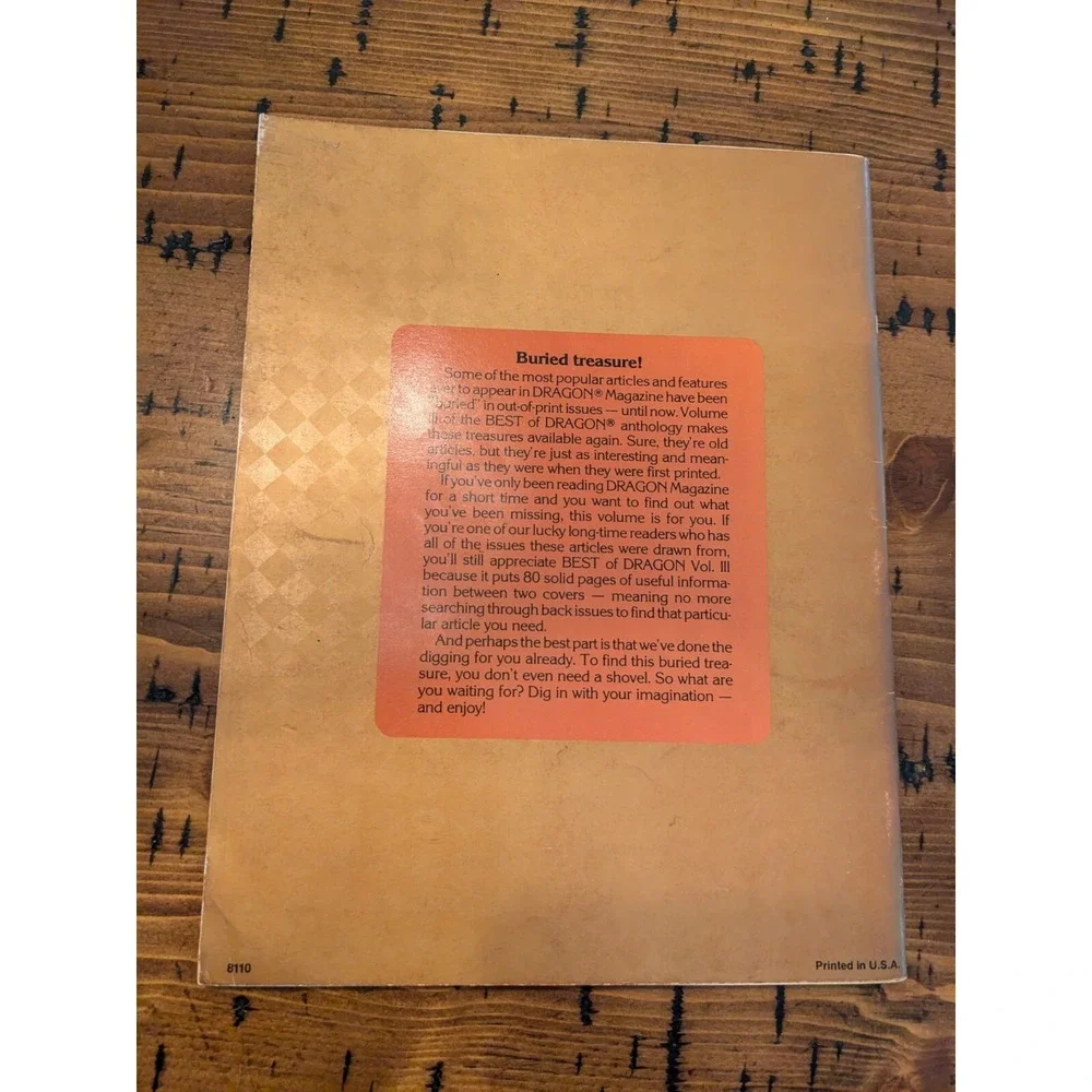 Vintage Dragon Magazine Best of Dragon Vol III Good Condition From 1983